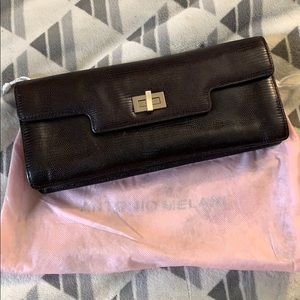 Antonio Melani leather snake skin clutch